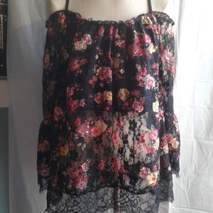 Lace cold shoulder top